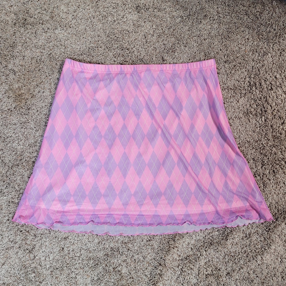 Sugar Thrillz Argyle Pink and Purple XXL Mini Skirt
